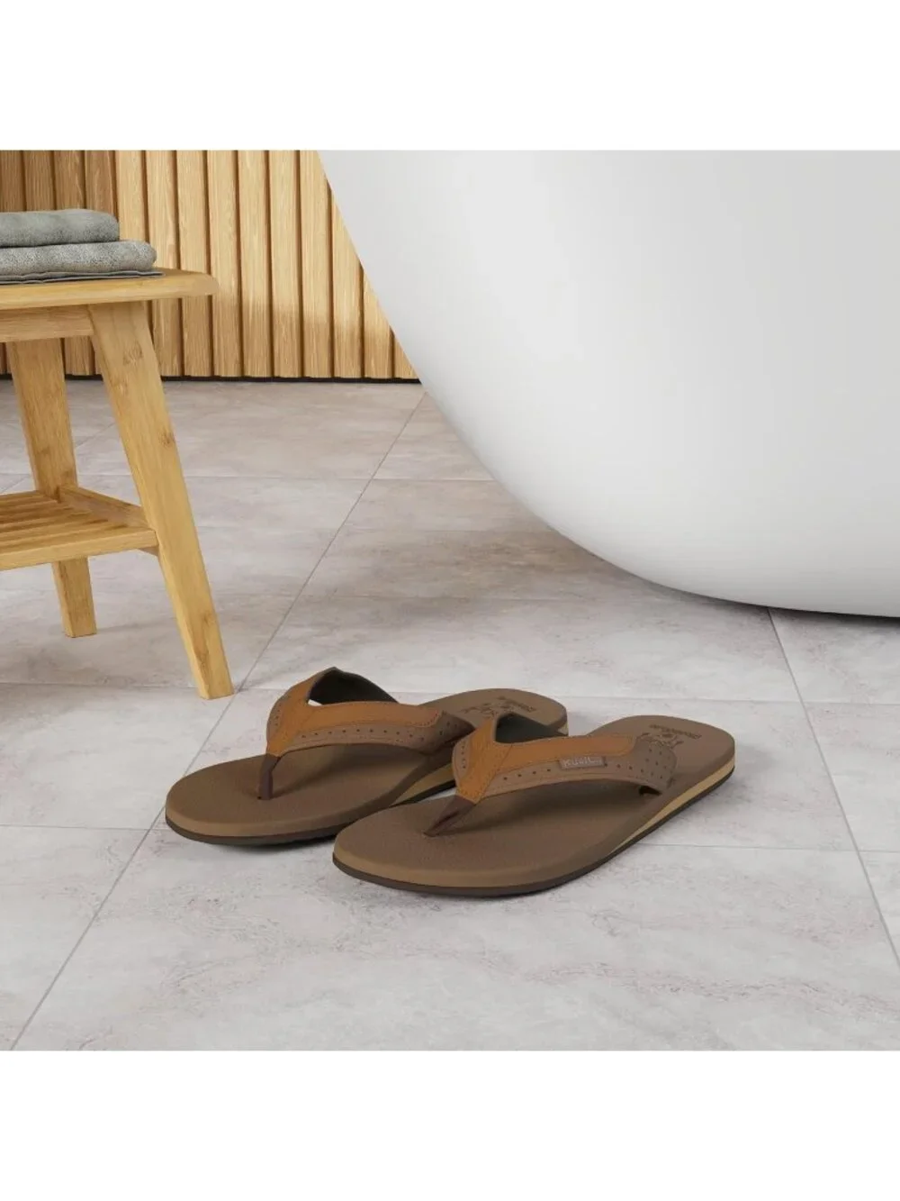 Men's Reddish Brown Yoga Mat Flip Flops Slip On Indoor Outdoor Sandal Slipper